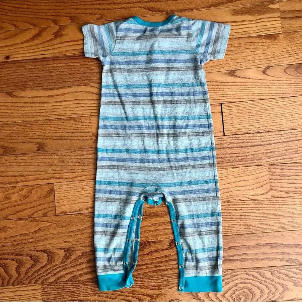Peek Striped Onesie Jumper Cotton Gray Blue Baby Boy’s Size 18-24 months